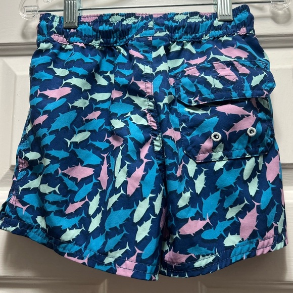 Vineyard Vines Blue and Purple Fish Print Swim Trunks Size 3T - Picture 2 of 4
